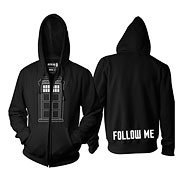Doctor Who TARDIS Follow Me Black Zip-Up Hoodie